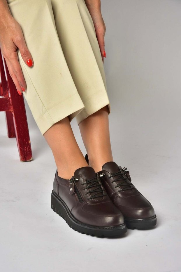 U555040403 Brown Genuine Leather Casual Women's Shoes