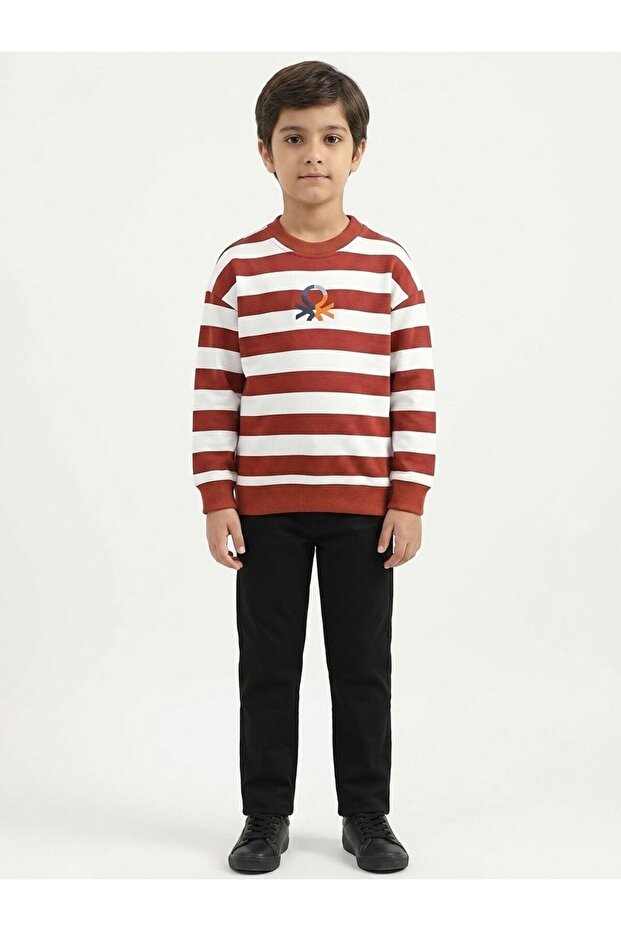 Boy's Red Striped Sweatshirt