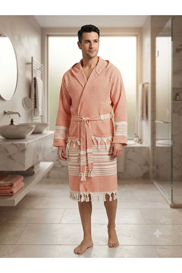 Men's Peshtemal Bathrobe, Moraca Peshtemal Bathrobe, Cotton Peshtemal Bathrobe