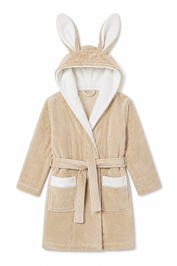 Hooded 100% Cotton Velvet Children's Bathrobe
