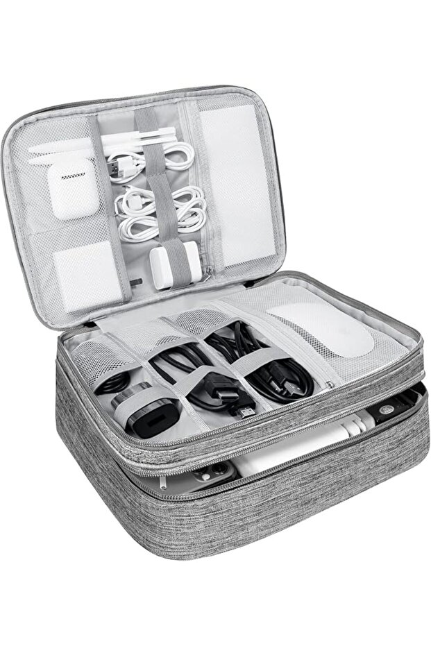 Electronics Organizer,Large Double Layer Portable Waterproof Organizer Bag for Charging Cable Storag