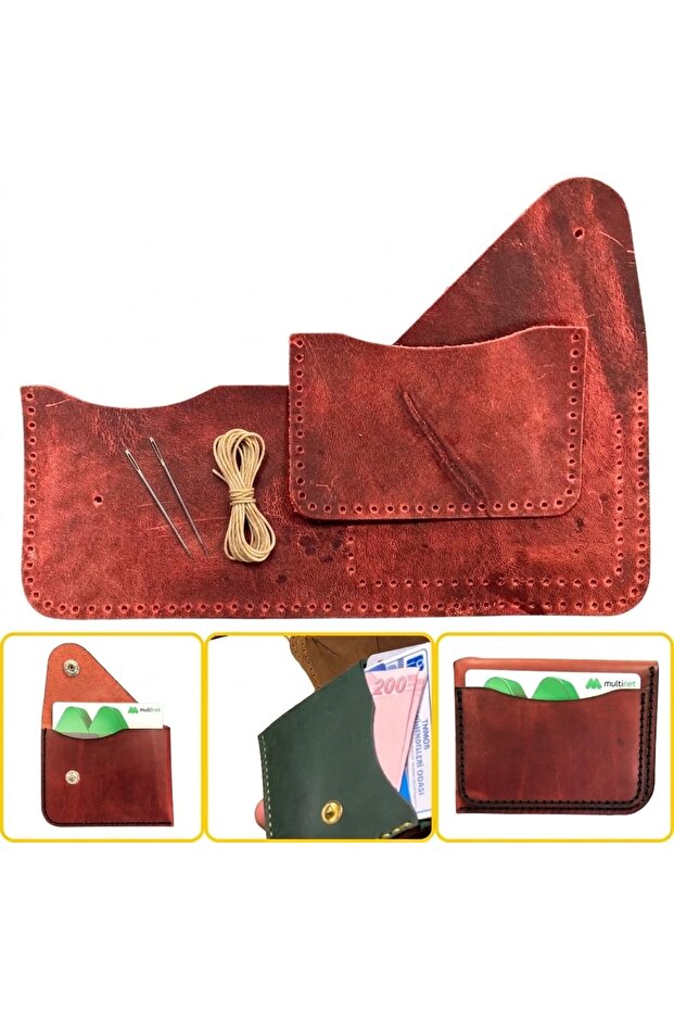 DIY Hitit Real Leather Card Holder Making Kit, DIY Handmade Vertical Wallet Card Holder Kit