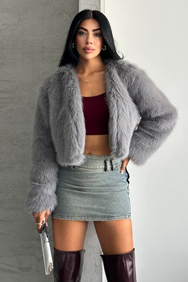 Premium Faux Fur Jacket Without Collar