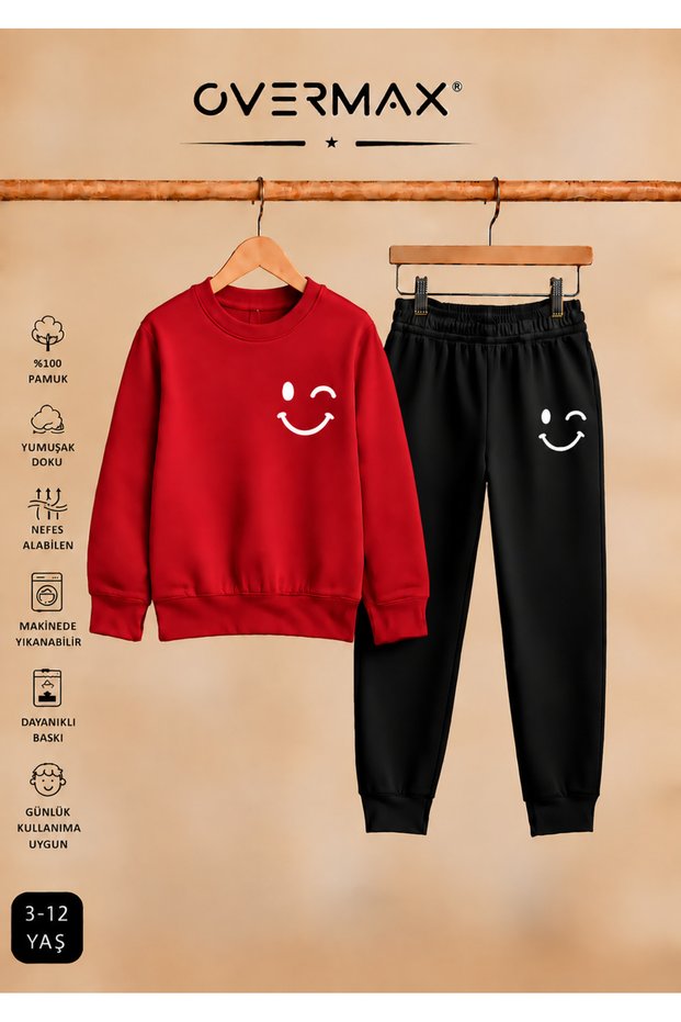 Children's Smile Printed Tracksuit Set – Ages 3-12