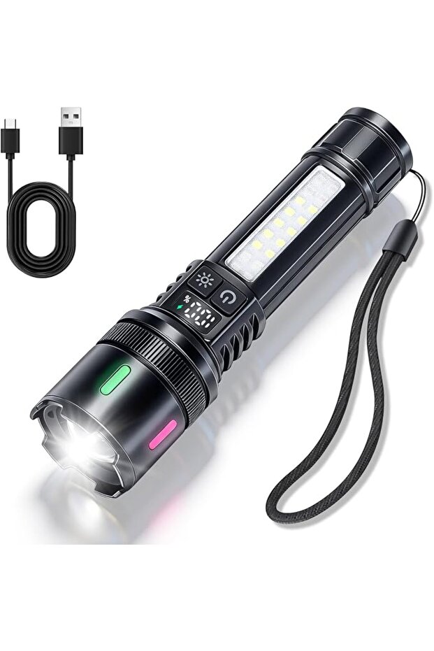 مصباح يدوي LED فائق السطوع، مصباح تكتيكي قابل لإعادة الشحن عبر USB
