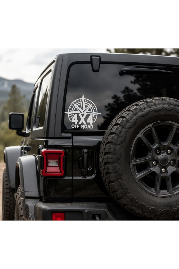 4X4 Off Road Compass Car Sticker – Off-Road Vehicle Window and Body Cut Foil Sticker - 25X27 cm