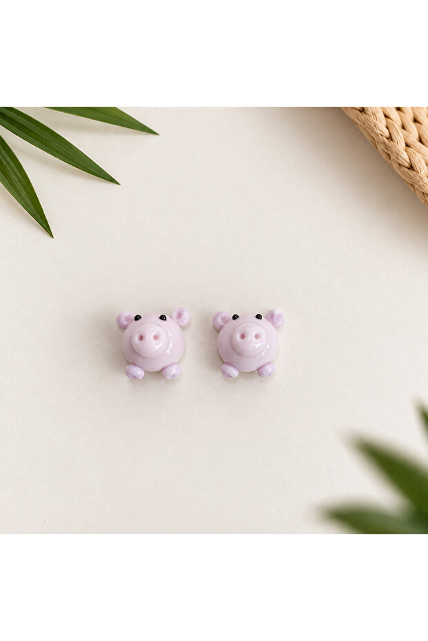 Handmade Murano Glass Pig Beads (2 Pieces)