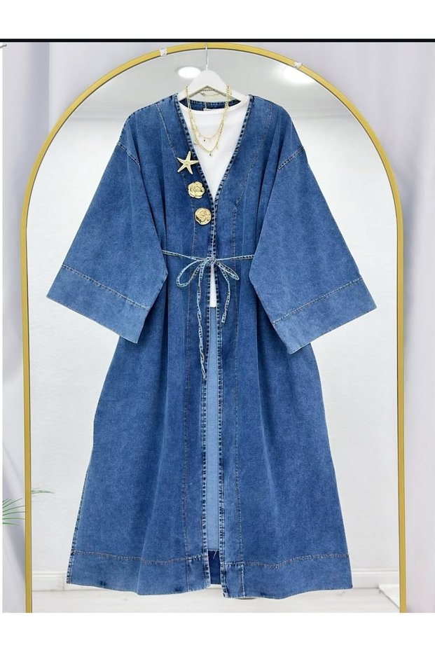 Women's Bronchus Detailed Denim Long Cap -0750