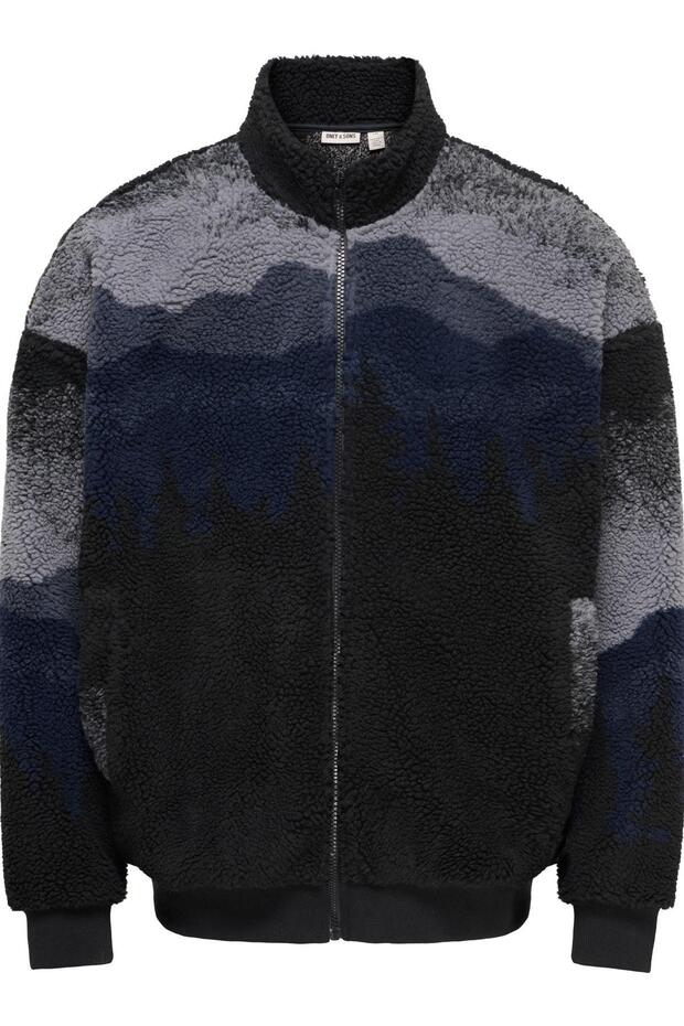 Onsadam Life Men's Oversize Sherpa Bomber Sweatshirt Plush Casual Comfortable