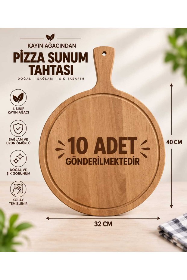 10 Pcs Presentation Tray with Handle, Serving Board, Breakfast Tray, Pizza Lahmacun Pita Tray