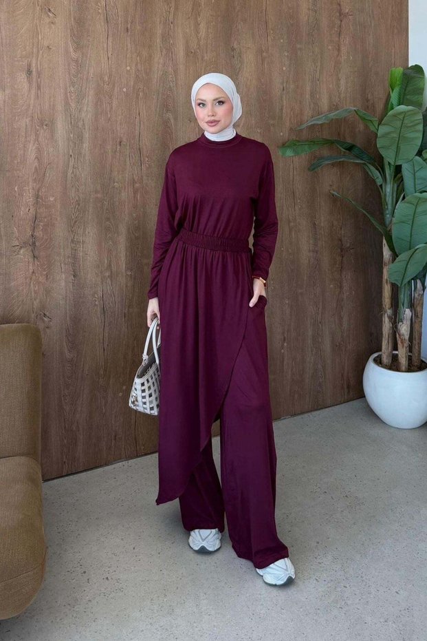 Skirt Cape Set Burgundy