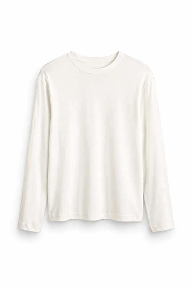 Thorn - White - Crew Neck Long Sleeve - 100% Cotton - Men's Tshirt