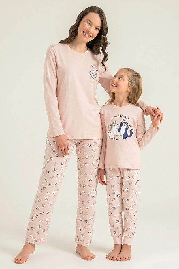 Mother & Daughter Pajama Set, (Sold Separately), 100% Cotton, with Pockets, Who Needs a Hug Print, Round Neck
