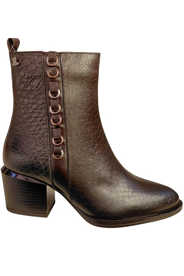 1853213K Genuine Leather Heeled Classic Women's Boots