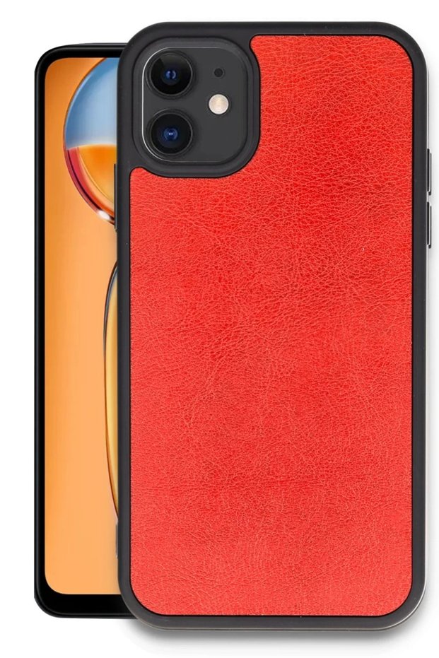 Apple iPhone 11 Compatible Case Aras Leather Cover - Red