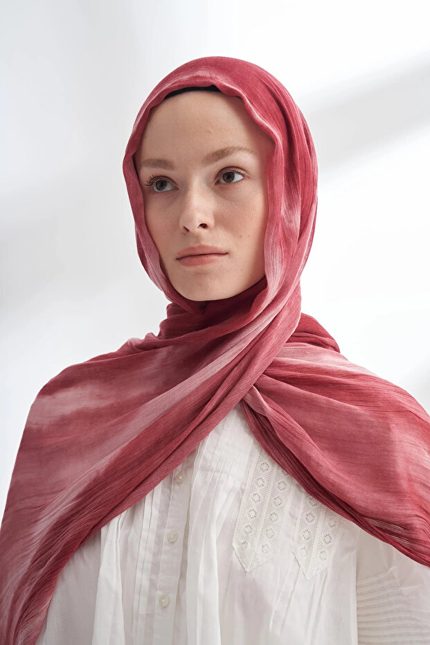 Organic Touch Viscose Blend Patterned Shawl - Burgundy