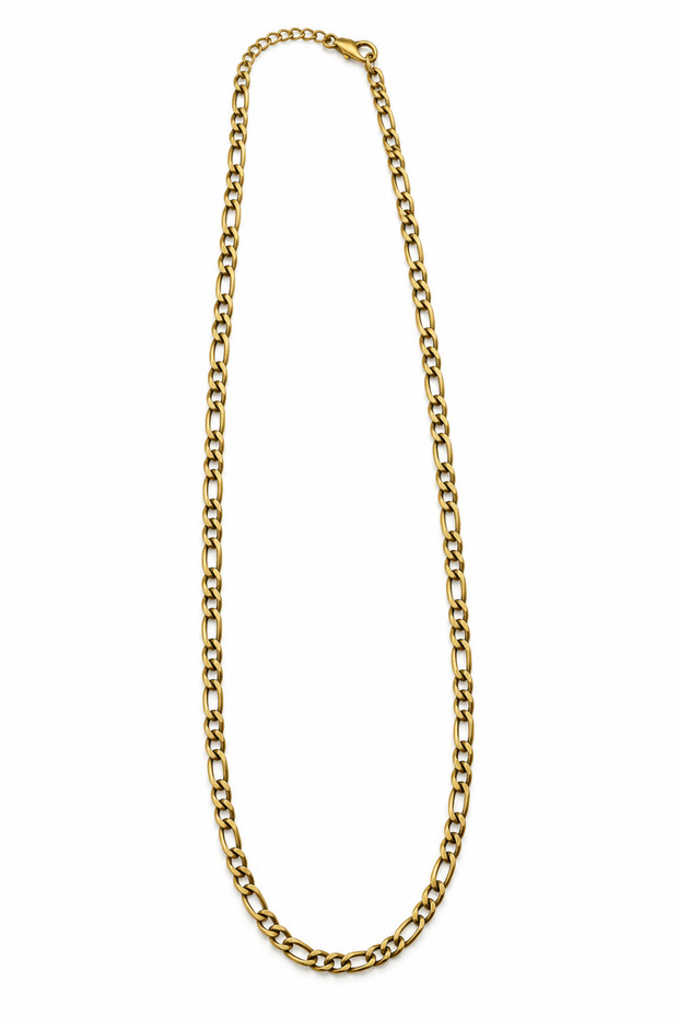 Stainless Steel Gold Color Figaro Chain Men's Necklace 68 cm