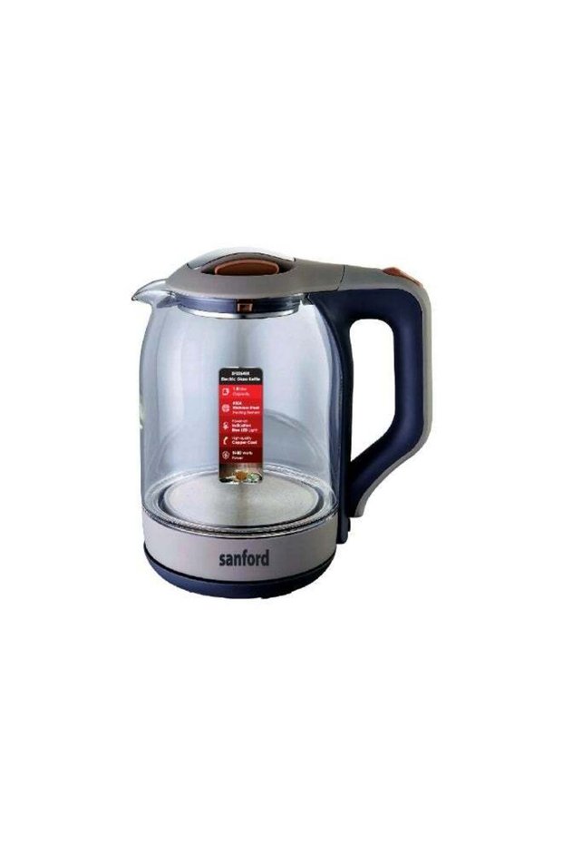 Electric Glass Kettle 1.8L, Borosilicate Glass Body, Stainless Steel Concealed Element, Auto Shut-off, Boil Dry Protection, Blue LED Light, 360° Cordless 1.8 L 1600 W SF3354EK-1.8L BS Dark Blu