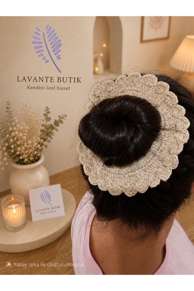 Hand Knitted Bun Clip Flower Model Crochet Hair Clip Bohemian Bun Clip Scrunchie Rubber Hair Clip Hair Accessory