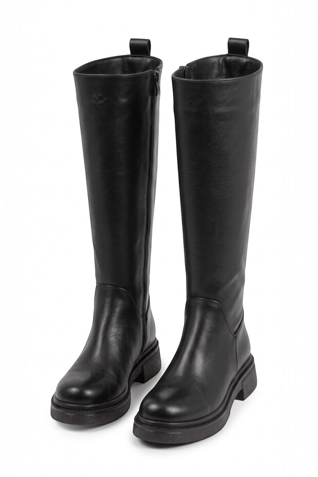 Devi̇l Zippered Flat Sole Women's Boots