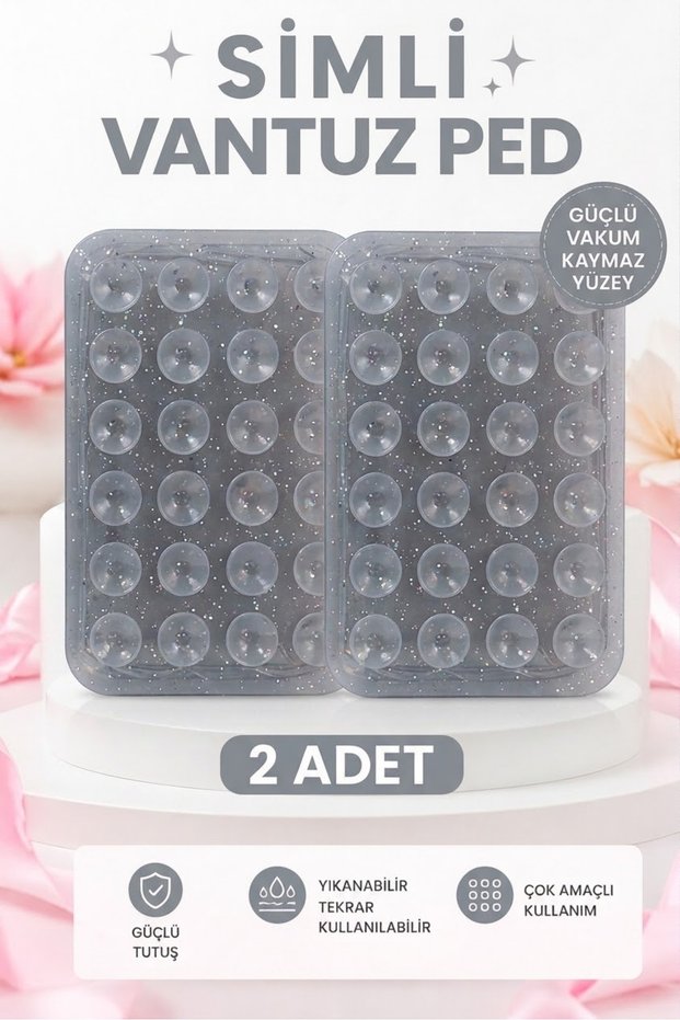 2 Pieces of Glittery Silicone Phone Holder with Suction Cups, Vacuum Non-Slip Adhesive Surface