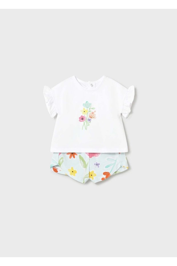Newborn Baby Girl Combed Cotton Shorts Set Green