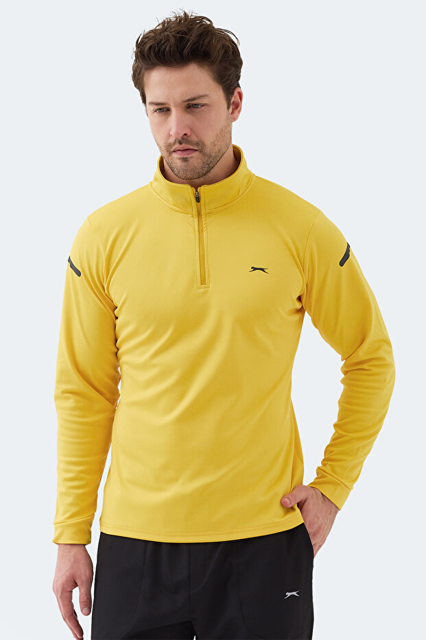 Intimate I Men's Mock Neck Zippered Yellow Sweatshirt