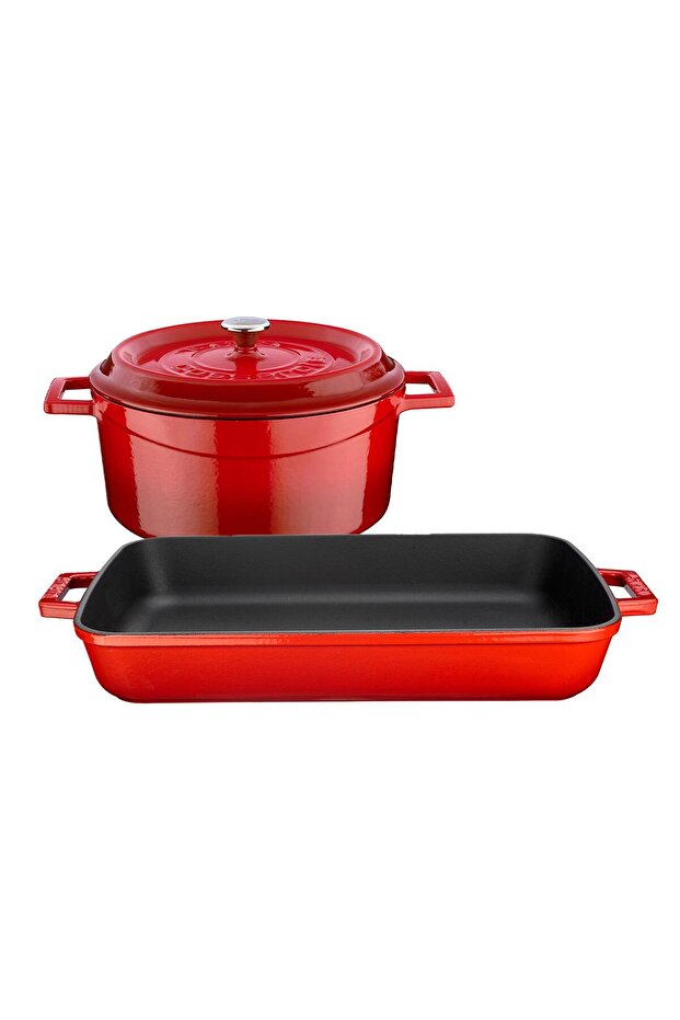 Cast Iron Pot & Baking Tray Set - Preserves Flavor