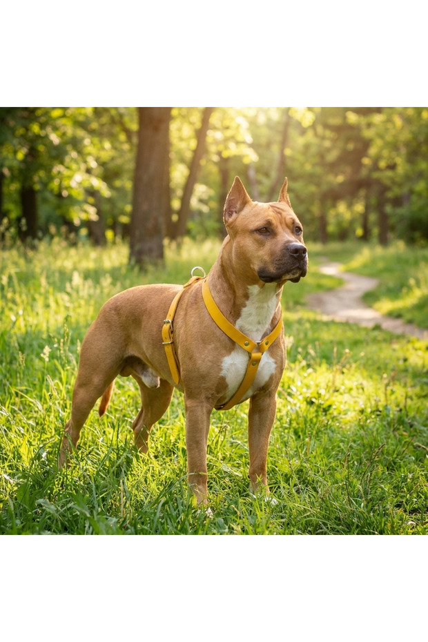 Leather Dog Chest Harness, Luxury Adjustable Genuine Leather Pet Harness