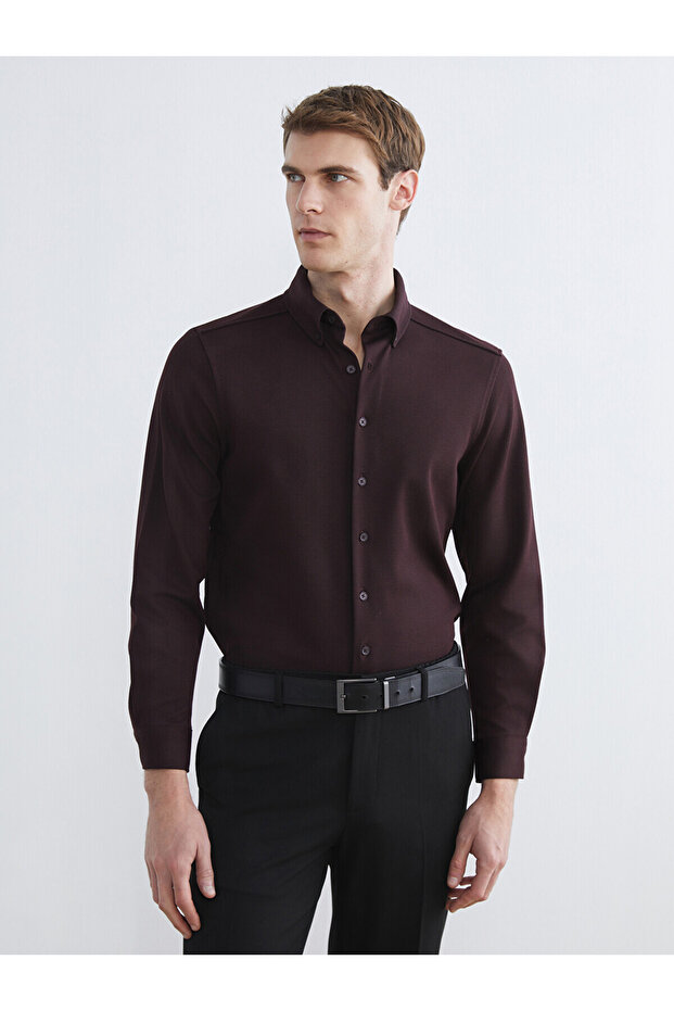 Regular Fit Patterned Long Sleeve Men's Shirt
