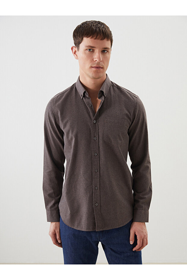 Regular Fit Long Sleeve Gabardine Men's Shirt