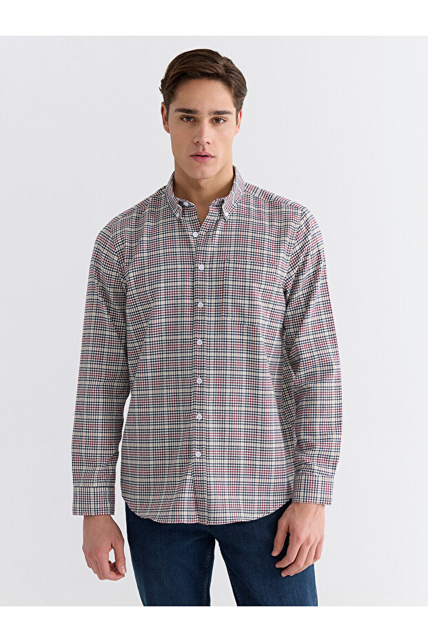 Regular Fit Plaid Men's Shirt