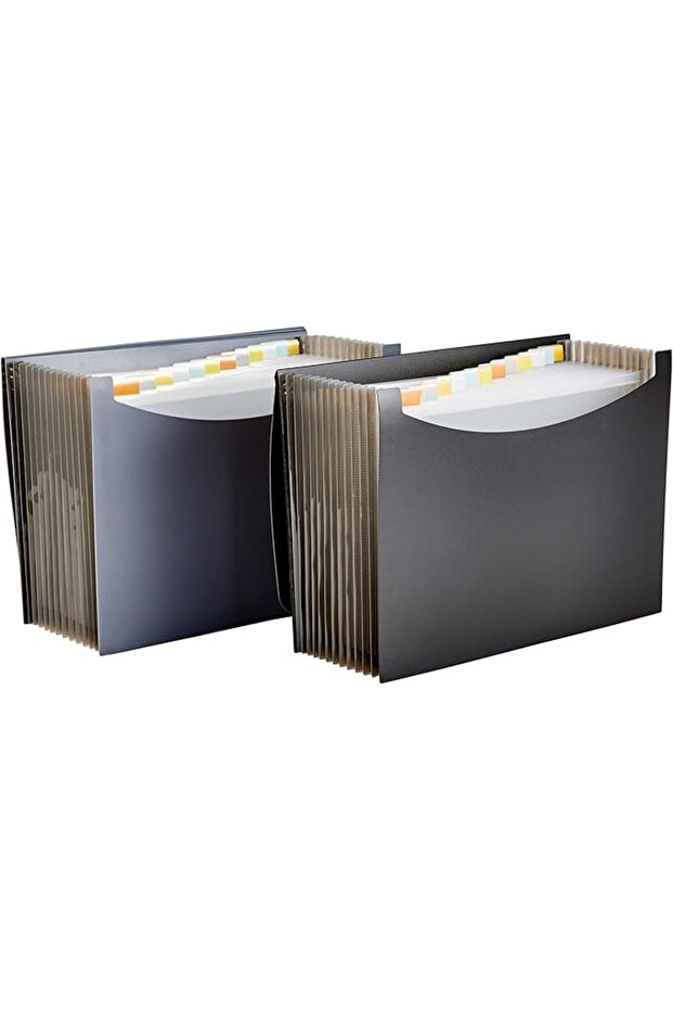 Expanding Organizer File Folder, Letter Size - Black & Gray, 2-Pack