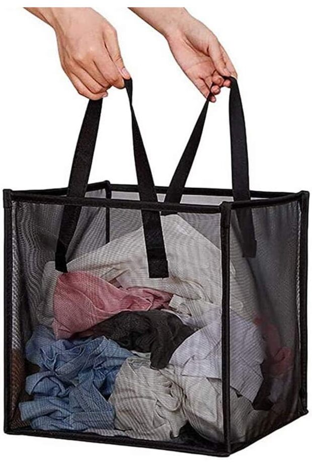 Mesh Pop Up Laundry Basket, Collapsible Hamper with Durable Handles, Foldable Storage for Kids Room,