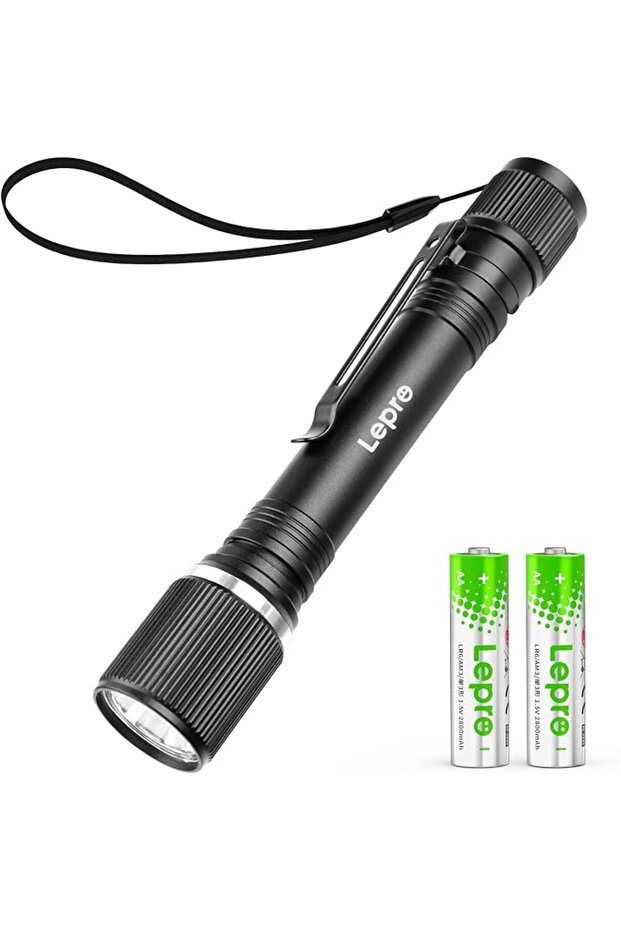 مصباح يدوي يعمل بالبطارية، مصباح LED صغير وساطع مع مشبك، 3 أوضاع، مقاوم للماء IPX4، مضاد للصدأ.