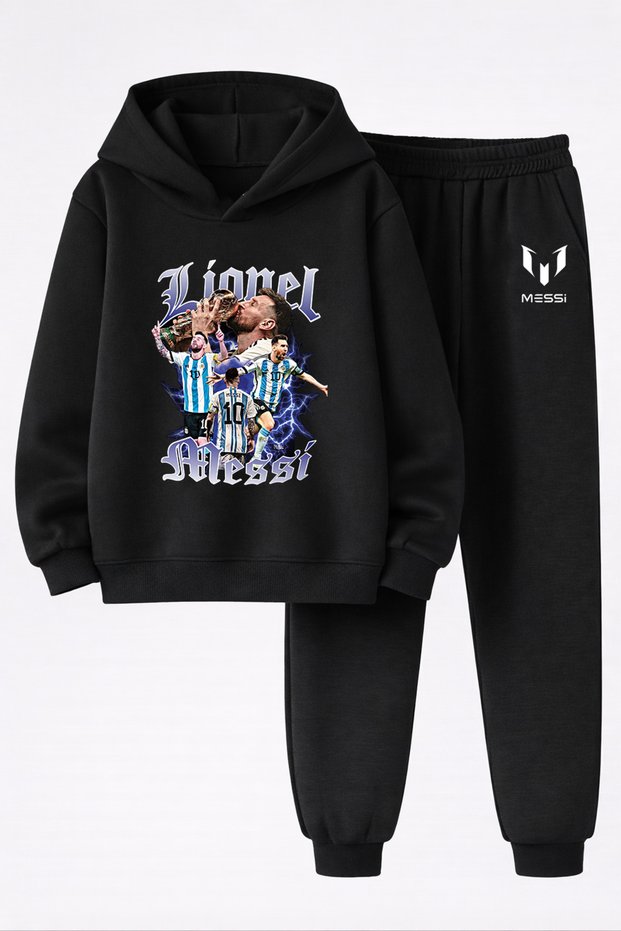 Lionel Messi Printed 3-Yarn Quality Sweatshirt and Trackpants Kids' Top-Bottom Set
