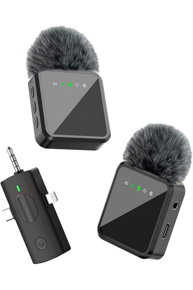 3-in-1 Professional Wireless Lavalier Microphone for iPhone, Android, Camera – 328ft Range, 20H Batt