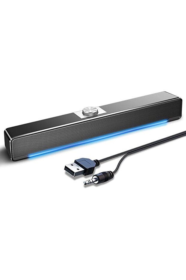 سماعات الكمبيوتر، مضخم صوت ستيريو 2.0 يعمل بمنفذ USB، مشغل موسيقى قوي، مع إضاءة LED زرقاء