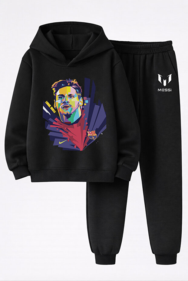 Lionel Messi Printed 3-Yarn Quality Sweatshirt and Trackpants Kids' Top-Bottom Set