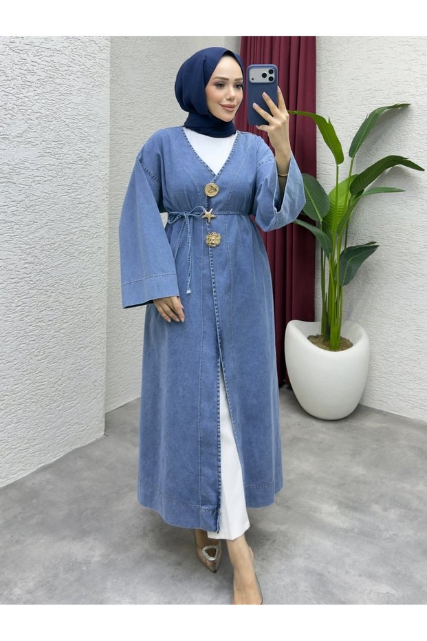 Women's Bronchus Detailed Denim Long Cap -00750