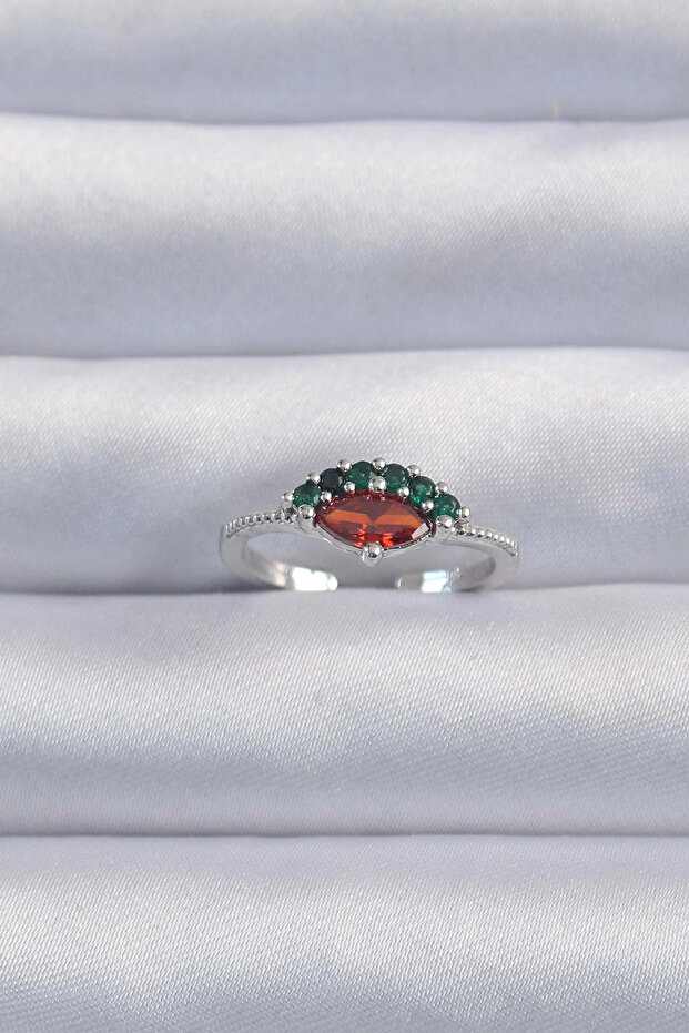 Brass Silver Color Colorful Zircon Stone Adjustable Watermelon Model Ring Tj-Byk3294