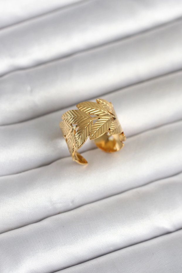 316L Steel Gold Color Spike Model Women's Ring Tj-Byk4162