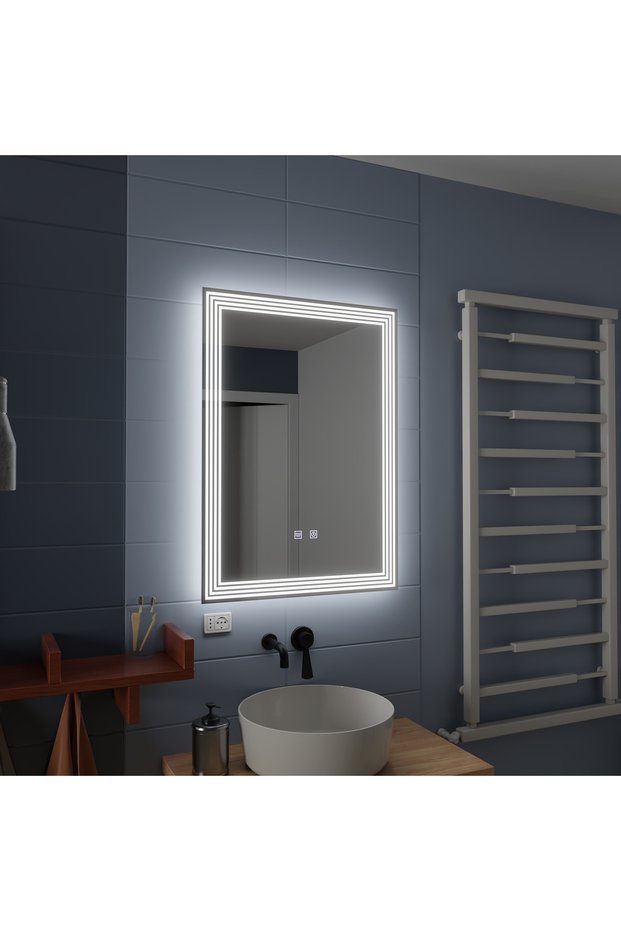 LED Rectangular Mirror, 60x80cm, ADIS Touch, Defogging System, Dimmable