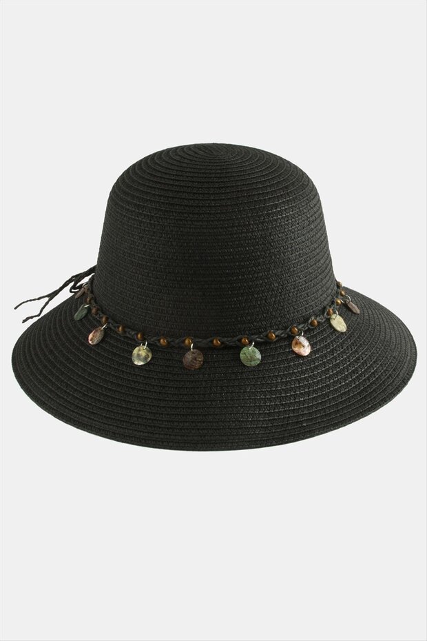 Beaded Knitted Straw Hat