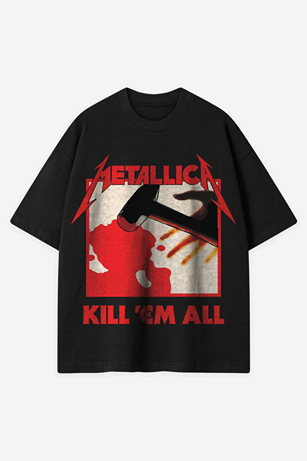 Metallica Kill'Em All Printed Black Oversize Tshirt