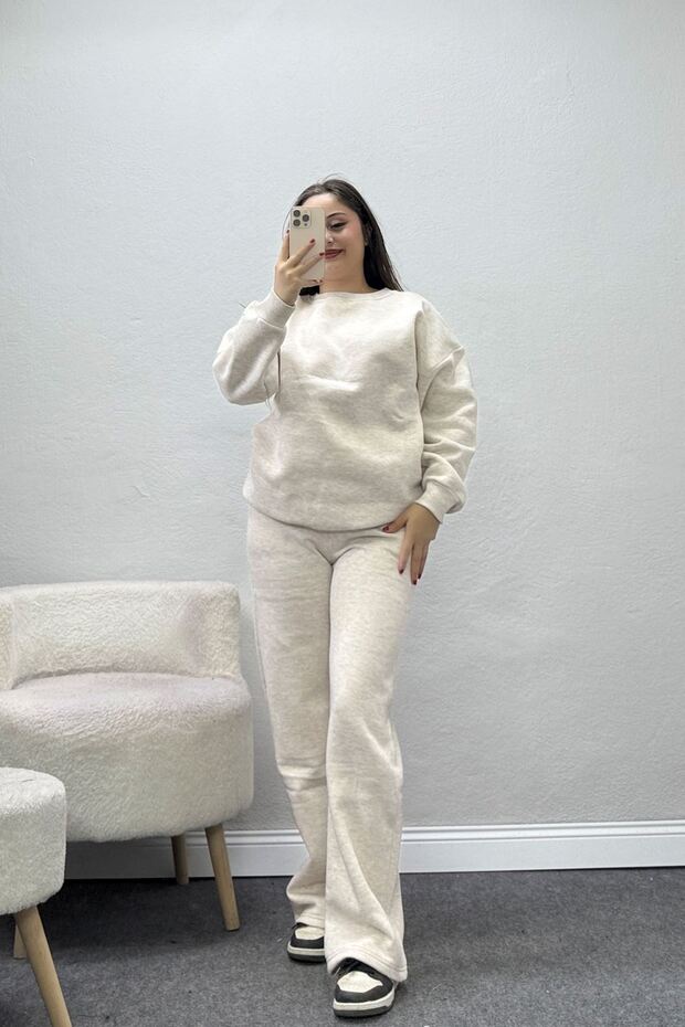 Women's Three Thread Tracksuit Set Beige