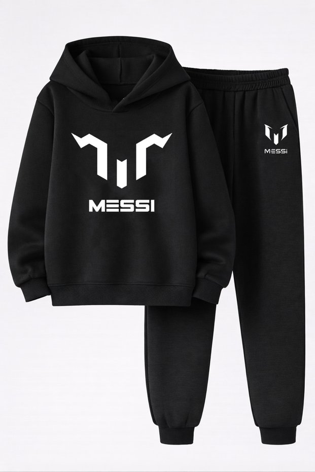 Lionel Messi Printed 3-Yarn Quality Sweatshirt and Trackpants Kids' Top-Bottom Set