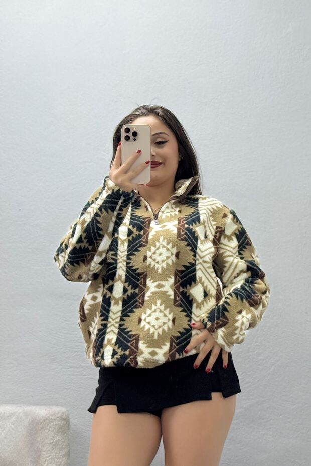 Women's Half Zipper Plush Sweatshirt Minketnik