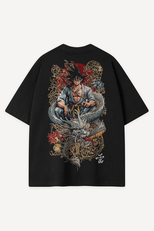 Dragon Ball Goku Printed Black Oversize Tshirt