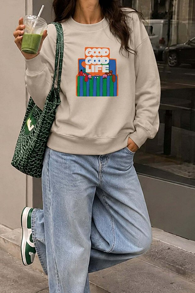 Women's Premium Fabric 3 Thread Raised Printed Sweatshirt
